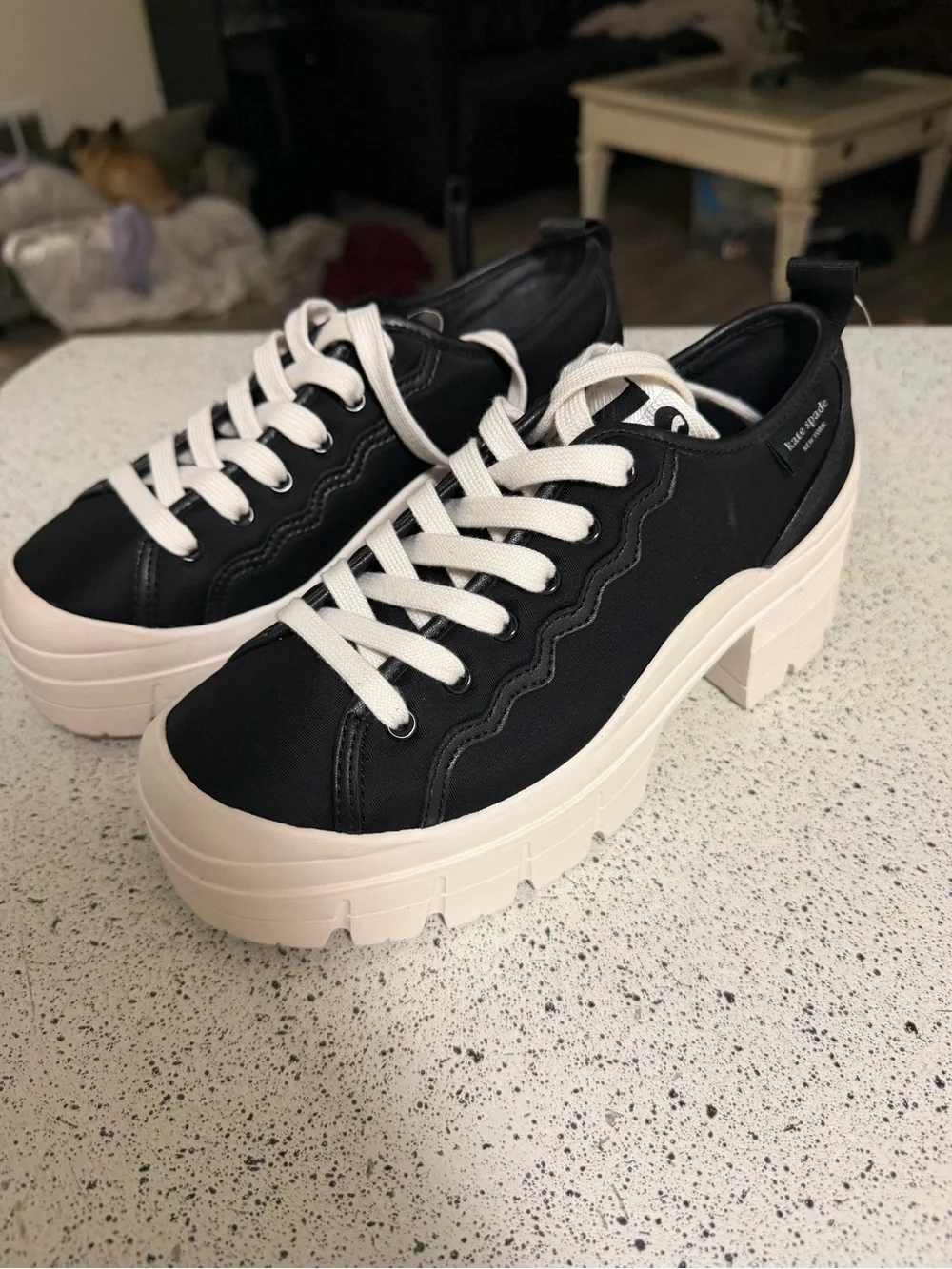 Kate Spade New York Black Upstate Platform Sneakers Shoes Size 6.5